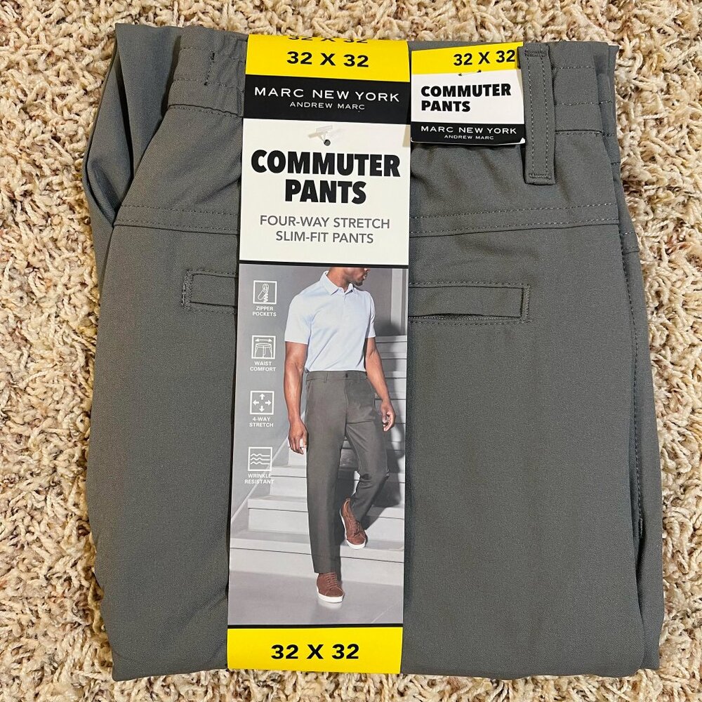 Marc New York Men's Slim Fit Commuter Pants Grey, Size 32x32 (New)